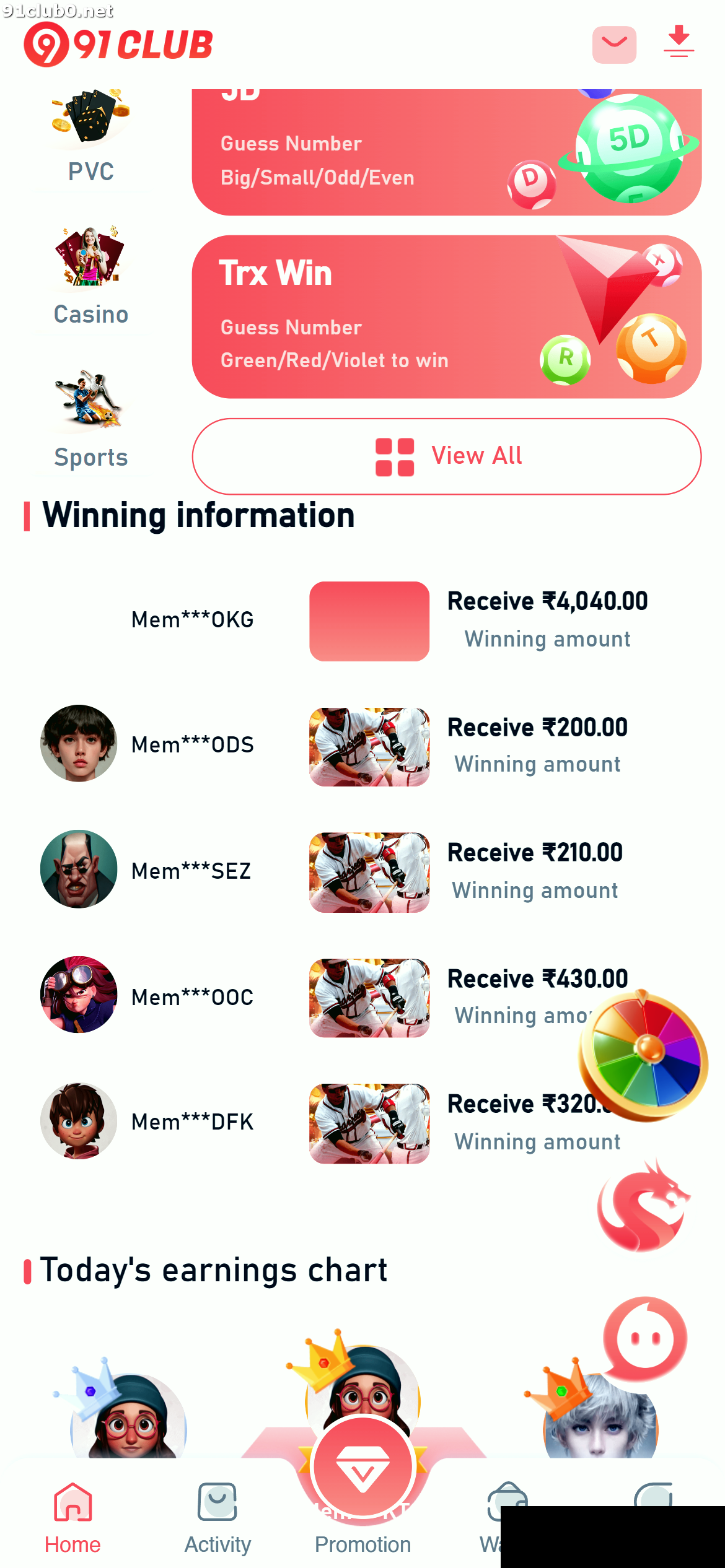 Screenshot of 91 Club App 1
